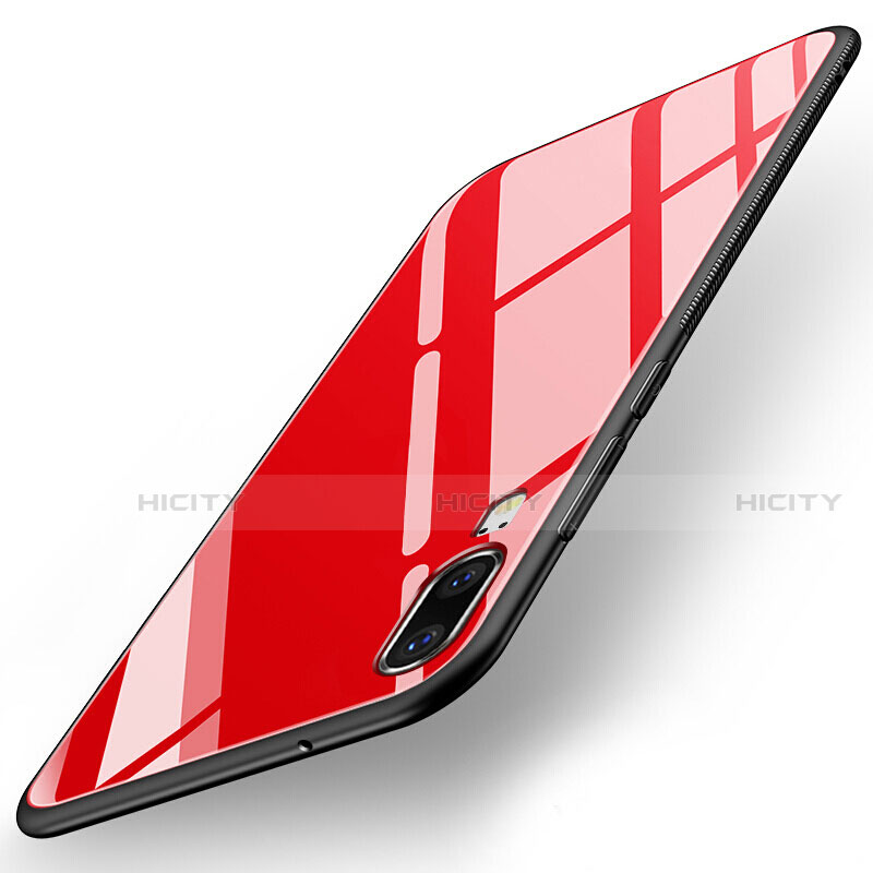 Custodia Silicone Specchio Laterale Cover T04 per Huawei P20 Rosso