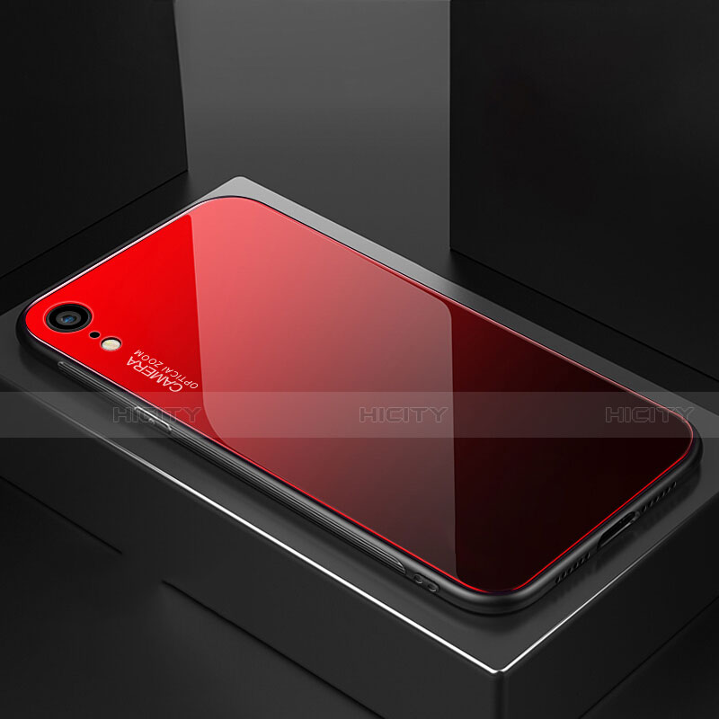 Custodia Silicone Specchio Laterale Sfumato Arcobaleno Cover A01 per Apple iPhone XR Rosso