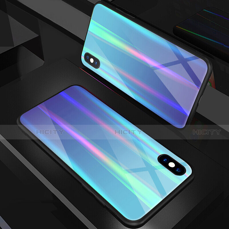 Custodia Silicone Specchio Laterale Sfumato Arcobaleno Cover A01 per Apple iPhone Xs Max