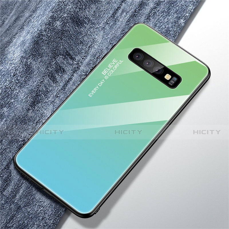 Custodia Silicone Specchio Laterale Sfumato Arcobaleno Cover A01 per Samsung Galaxy S10 Plus