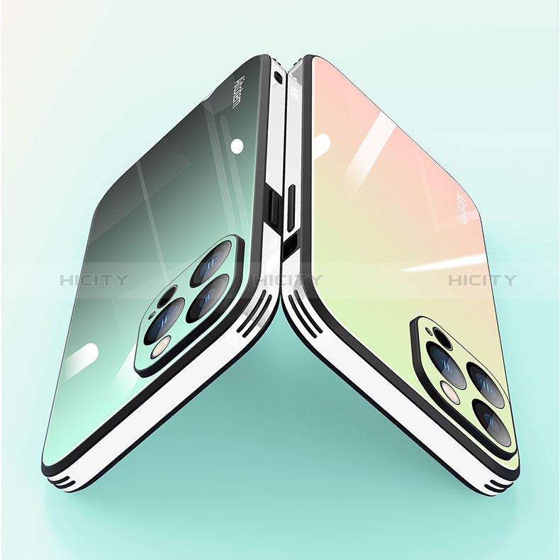 Custodia Silicone Specchio Laterale Sfumato Arcobaleno Cover AT1 per Apple iPhone 13 Pro