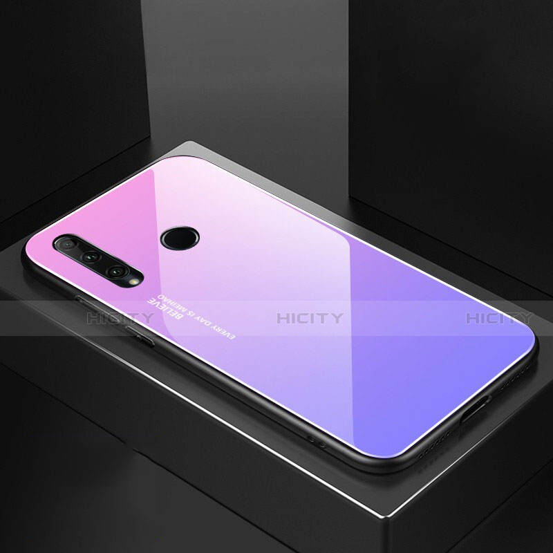 Custodia Silicone Specchio Laterale Sfumato Arcobaleno Cover H01 per Huawei Honor 20 Lite Viola