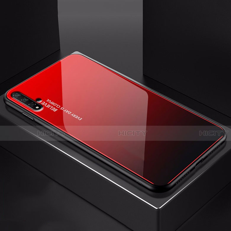 Custodia Silicone Specchio Laterale Sfumato Arcobaleno Cover H01 per Huawei Honor 20 Rosso