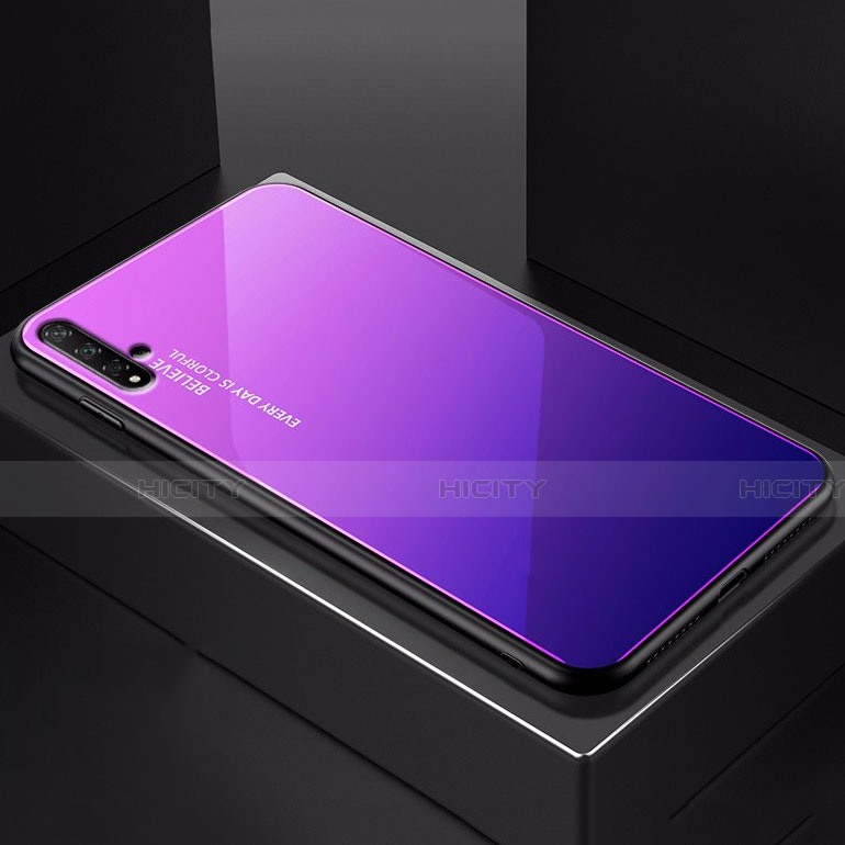 Custodia Silicone Specchio Laterale Sfumato Arcobaleno Cover H01 per Huawei Honor 20 Viola