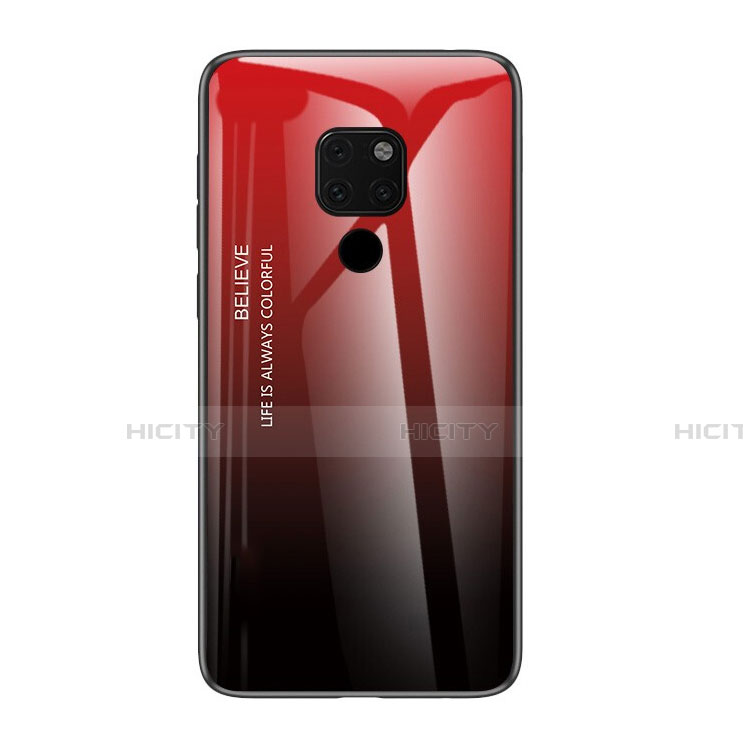 Custodia Silicone Specchio Laterale Sfumato Arcobaleno Cover H01 per Huawei Mate 20 X 5G Rosso