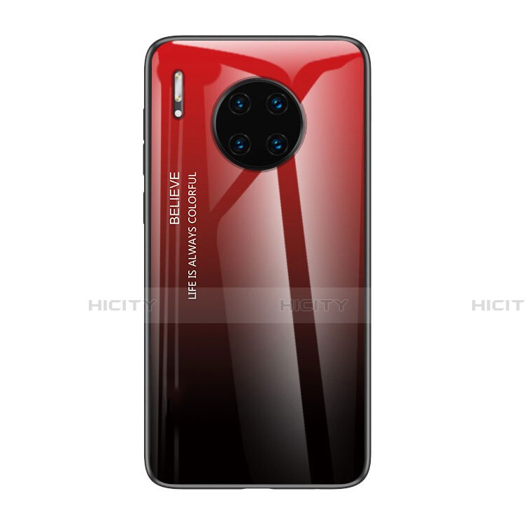 Custodia Silicone Specchio Laterale Sfumato Arcobaleno Cover H01 per Huawei Mate 30 Pro 5G Rosso
