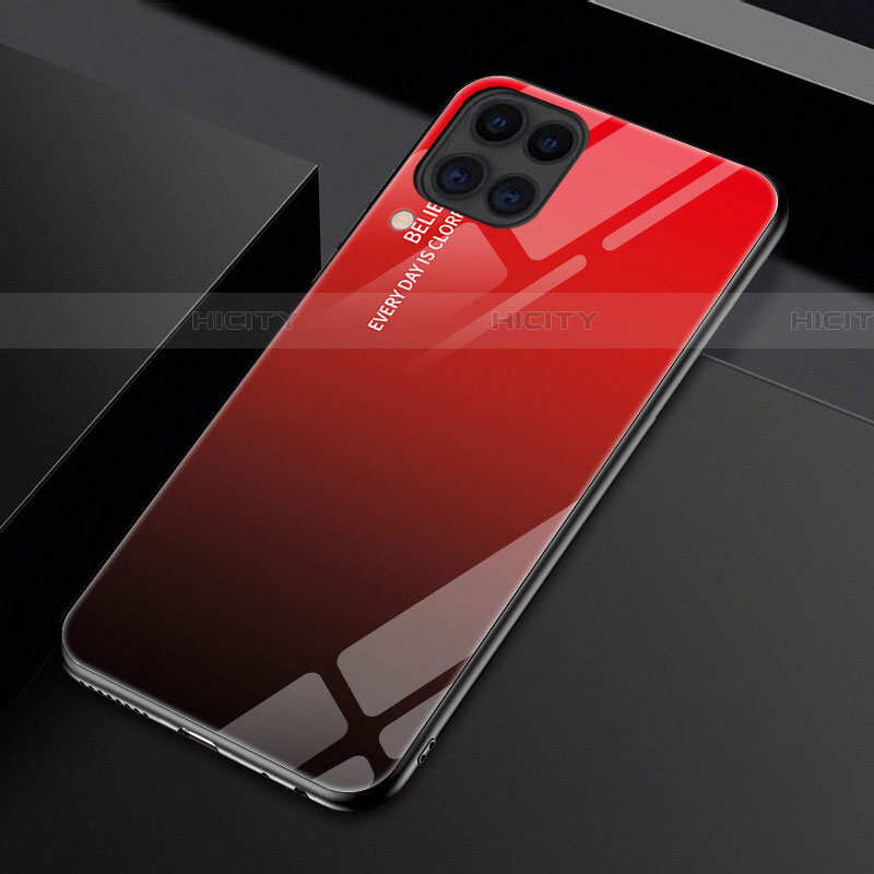 Custodia Silicone Specchio Laterale Sfumato Arcobaleno Cover H01 per Huawei P40 Lite Rosso