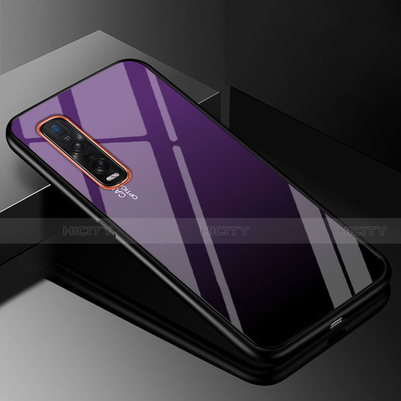 Custodia Silicone Specchio Laterale Sfumato Arcobaleno Cover H01 per Oppo Find X2 Pro