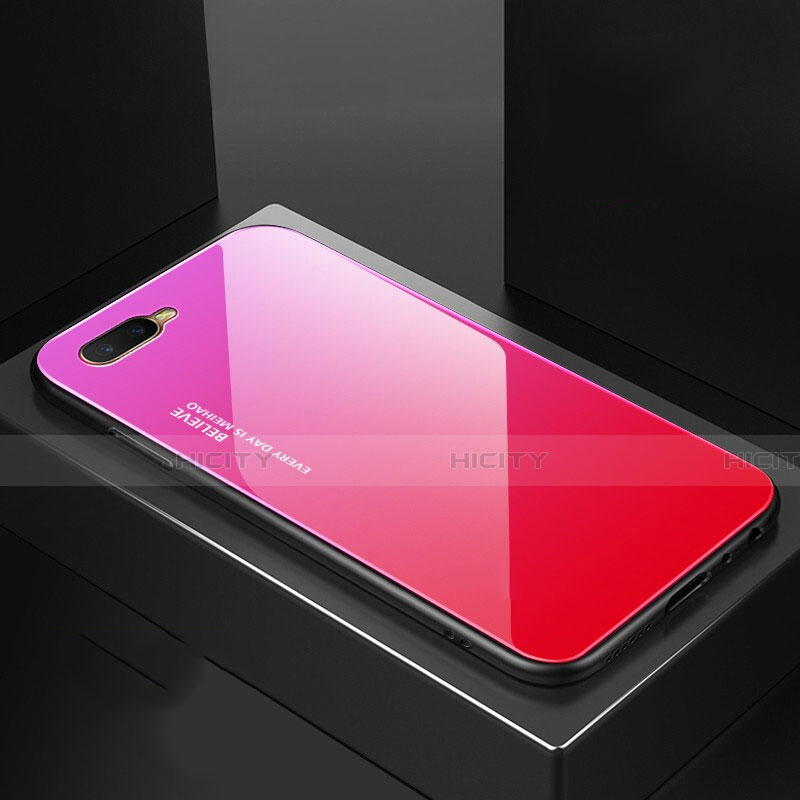 Custodia Silicone Specchio Laterale Sfumato Arcobaleno Cover H01 per Oppo R17 Neo