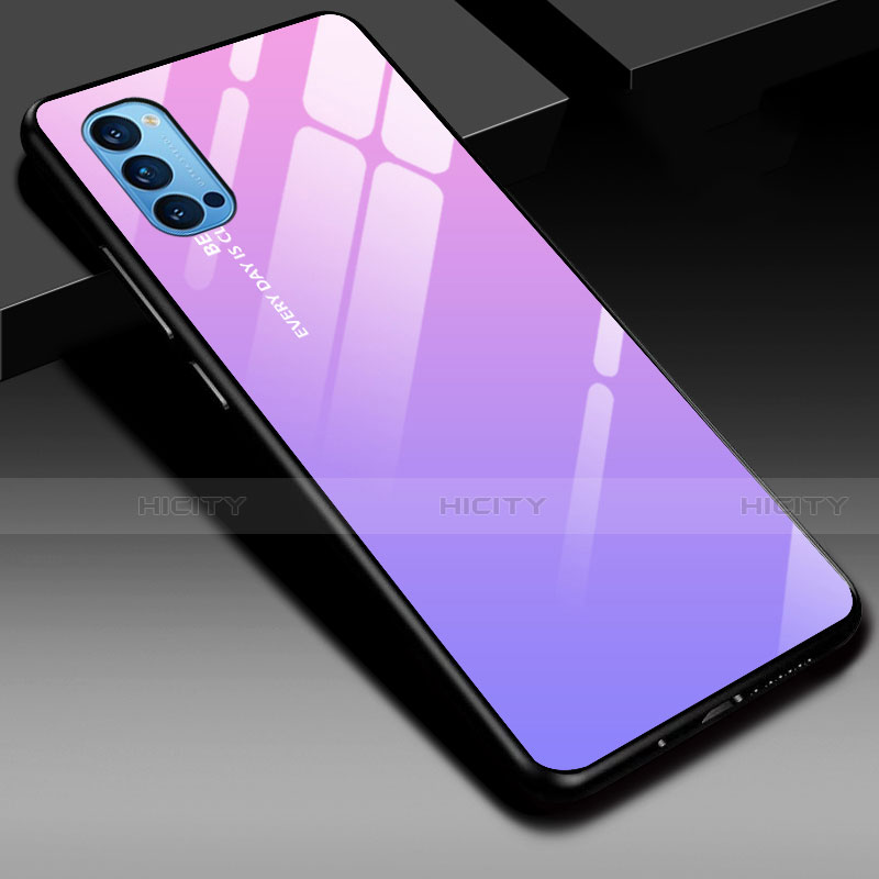 Custodia Silicone Specchio Laterale Sfumato Arcobaleno Cover H01 per Oppo Reno4 Pro 5G