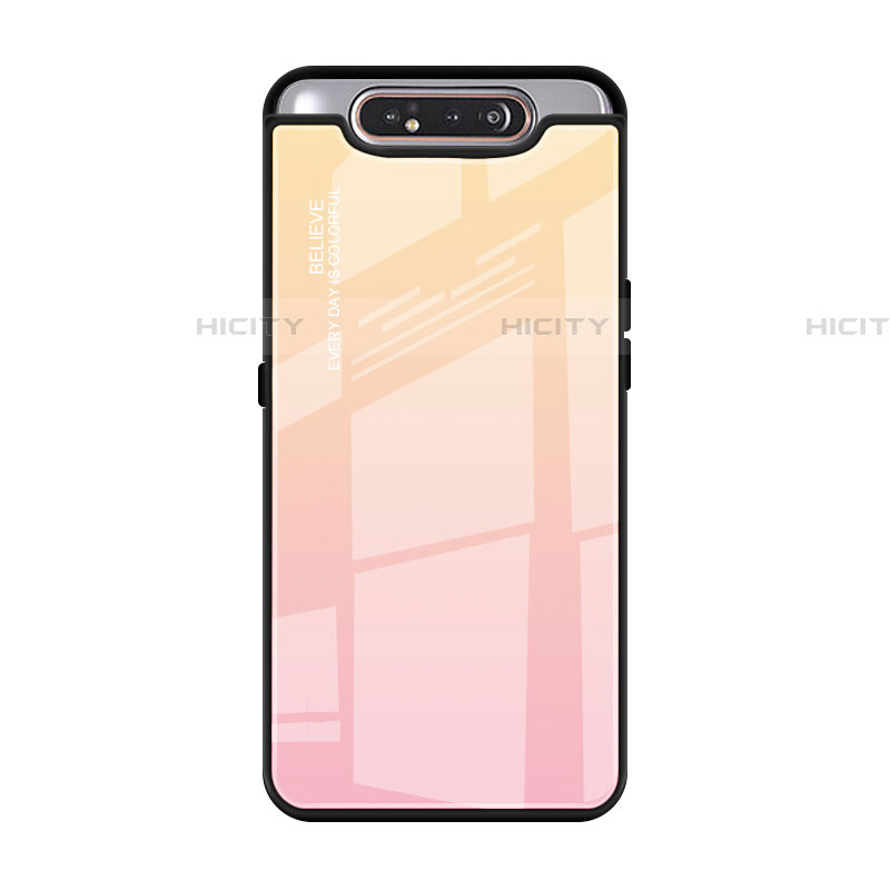 Custodia Silicone Specchio Laterale Sfumato Arcobaleno Cover H01 per Samsung Galaxy A80