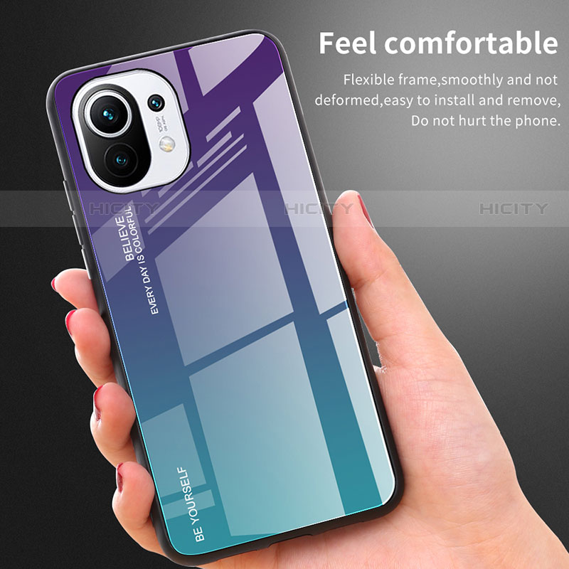 Custodia Silicone Specchio Laterale Sfumato Arcobaleno Cover H01 per Xiaomi Mi 11 Lite 4G