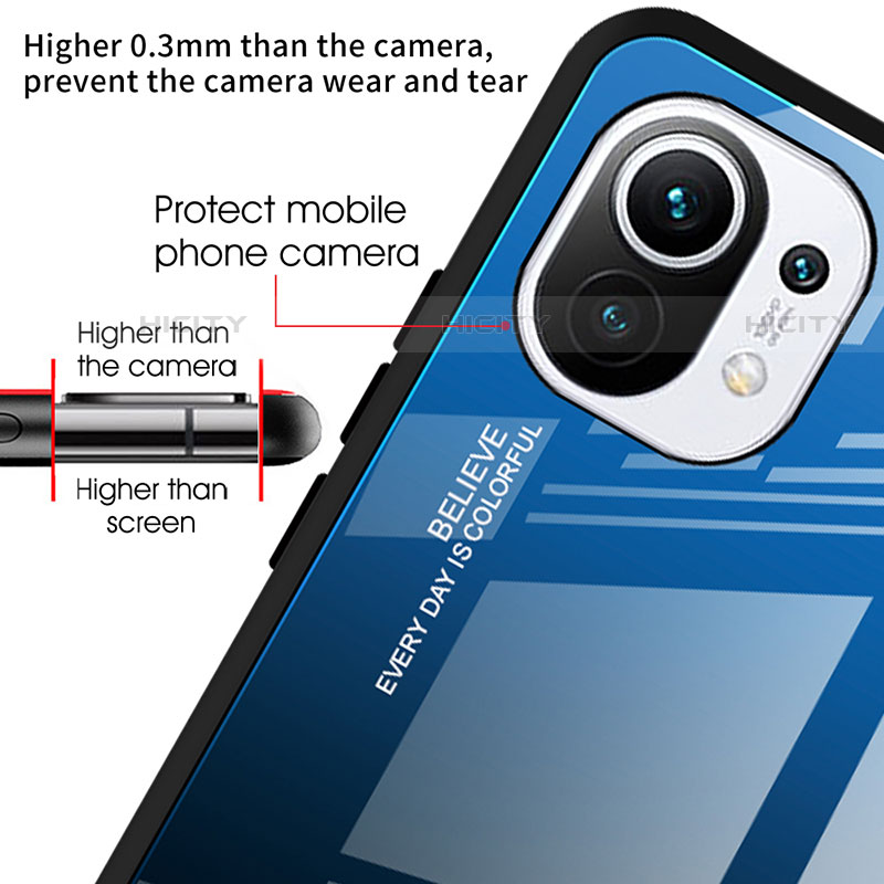 Custodia Silicone Specchio Laterale Sfumato Arcobaleno Cover H01 per Xiaomi Mi 11 Lite 4G