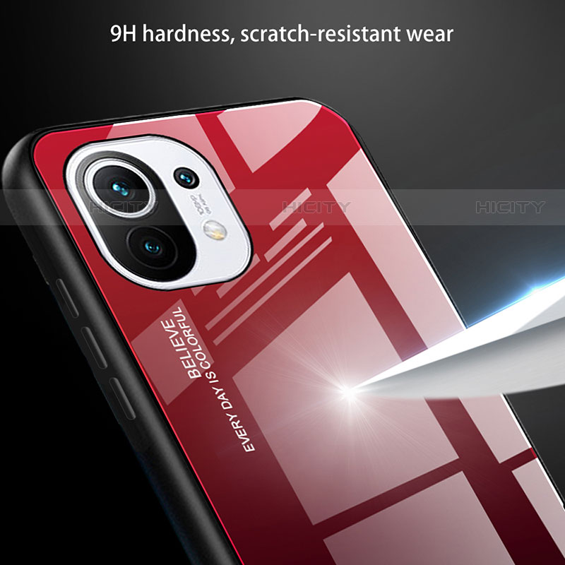 Custodia Silicone Specchio Laterale Sfumato Arcobaleno Cover H01 per Xiaomi Mi 11 Lite 5G