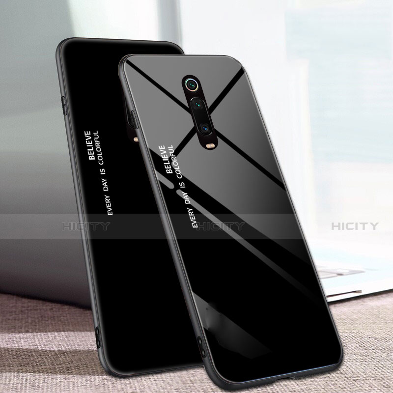 Custodia Silicone Specchio Laterale Sfumato Arcobaleno Cover H01 per Xiaomi Mi 9T Nero