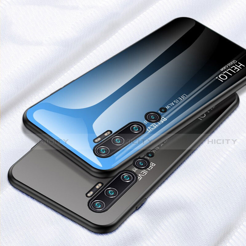 Custodia Silicone Specchio Laterale Sfumato Arcobaleno Cover H01 per Xiaomi Mi Note 10