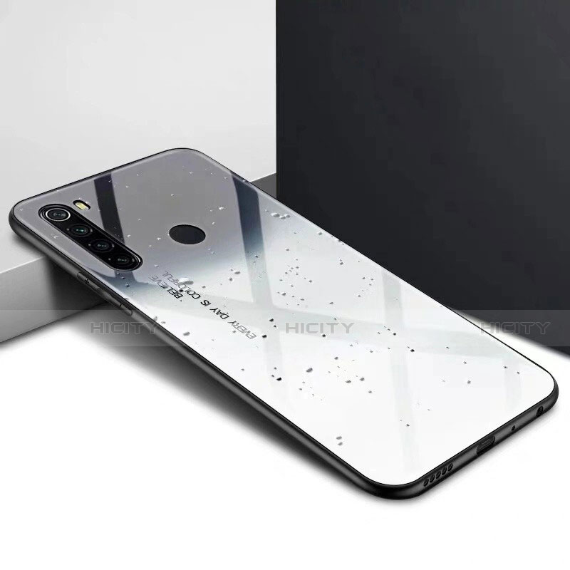 Custodia Silicone Specchio Laterale Sfumato Arcobaleno Cover H01 per Xiaomi Redmi Note 8 (2021) Argento