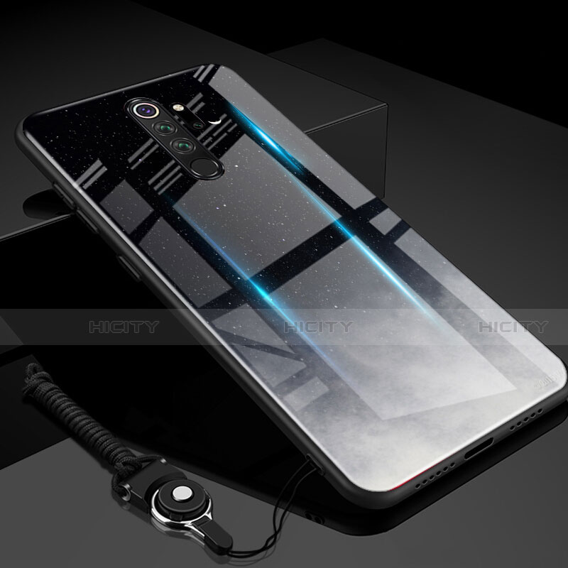 Custodia Silicone Specchio Laterale Sfumato Arcobaleno Cover H01 per Xiaomi Redmi Note 8 Pro Grigio