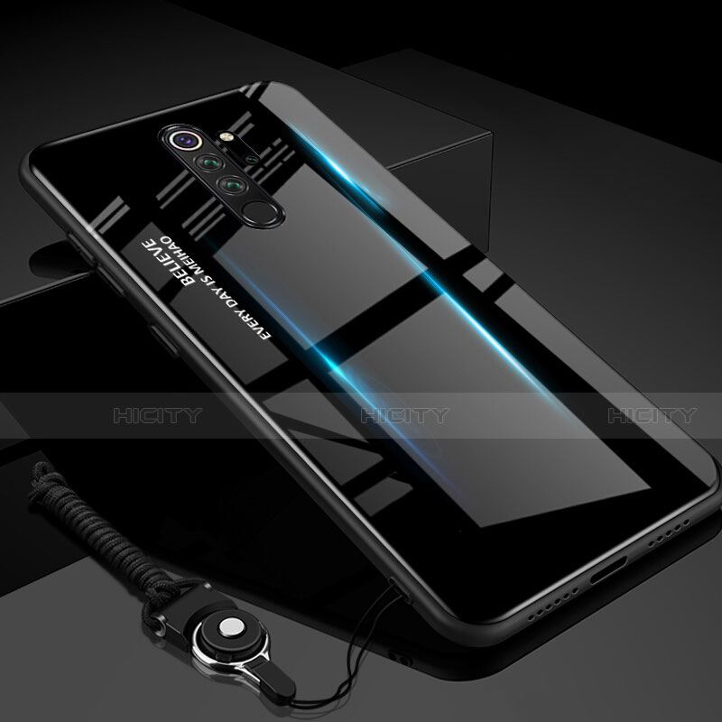 Custodia Silicone Specchio Laterale Sfumato Arcobaleno Cover H01 per Xiaomi Redmi Note 8 Pro Nero