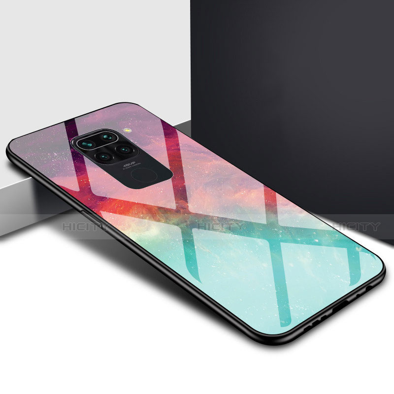 Custodia Silicone Specchio Laterale Sfumato Arcobaleno Cover H01 per Xiaomi Redmi Note 9