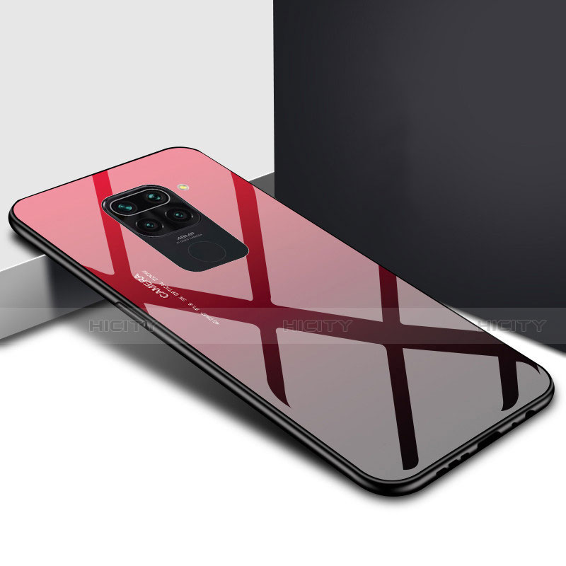 Custodia Silicone Specchio Laterale Sfumato Arcobaleno Cover H01 per Xiaomi Redmi Note 9 Rosso