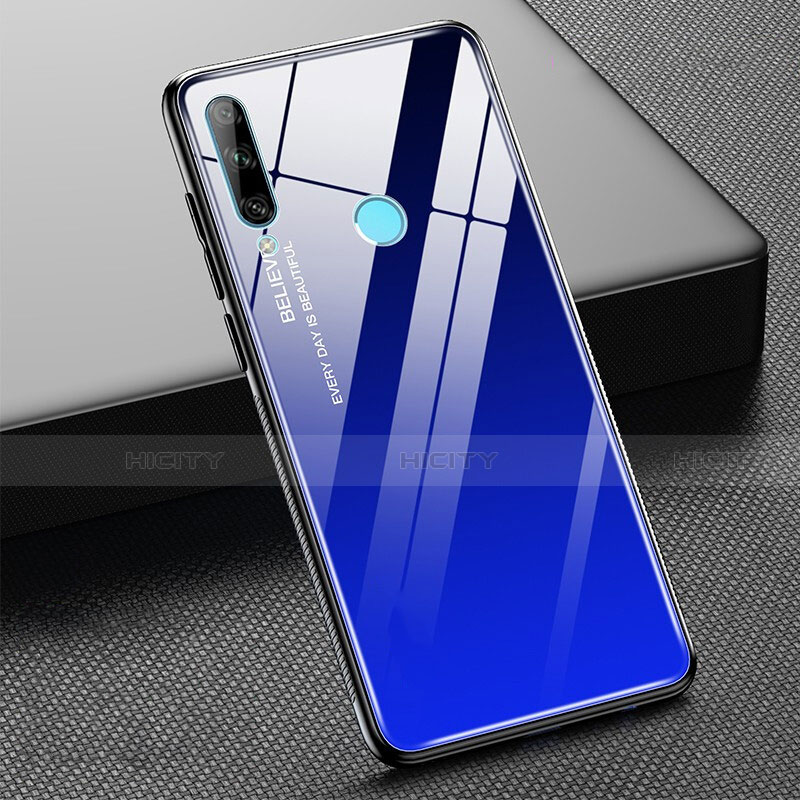 Custodia Silicone Specchio Laterale Sfumato Arcobaleno Cover H02 per Huawei Honor 20i Blu