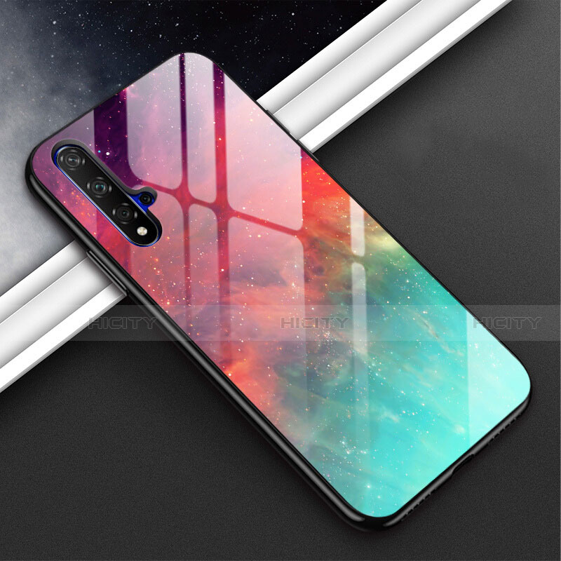 Custodia Silicone Specchio Laterale Sfumato Arcobaleno Cover H02 per Huawei Nova 5