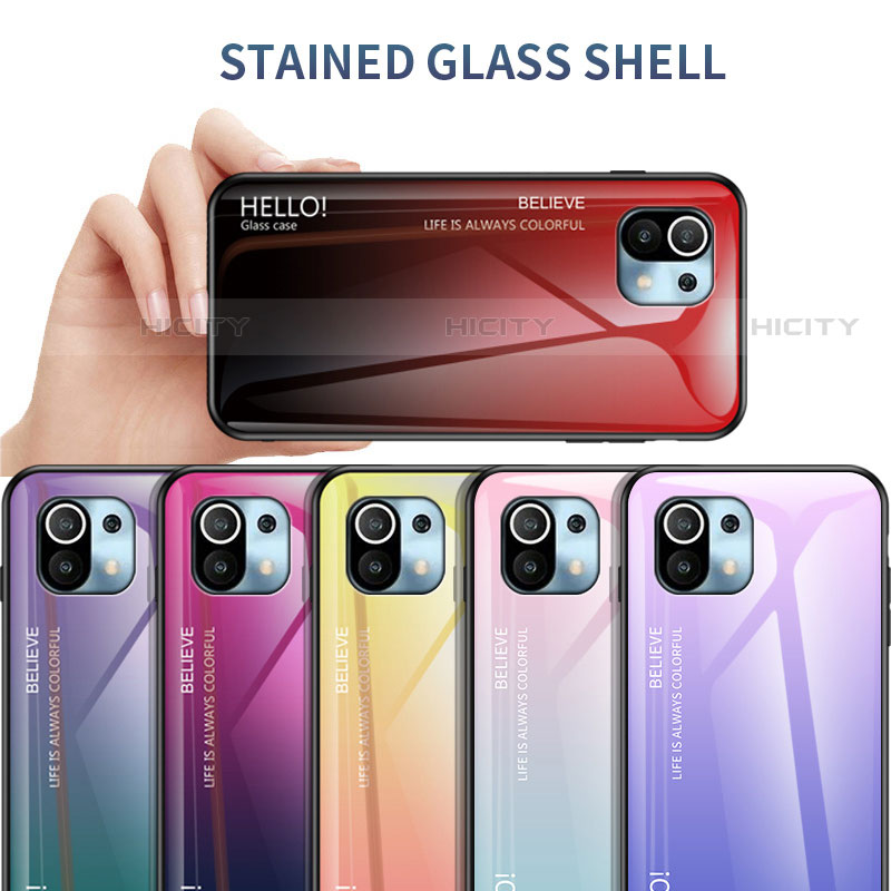 Custodia Silicone Specchio Laterale Sfumato Arcobaleno Cover H02 per Xiaomi Mi 11 5G