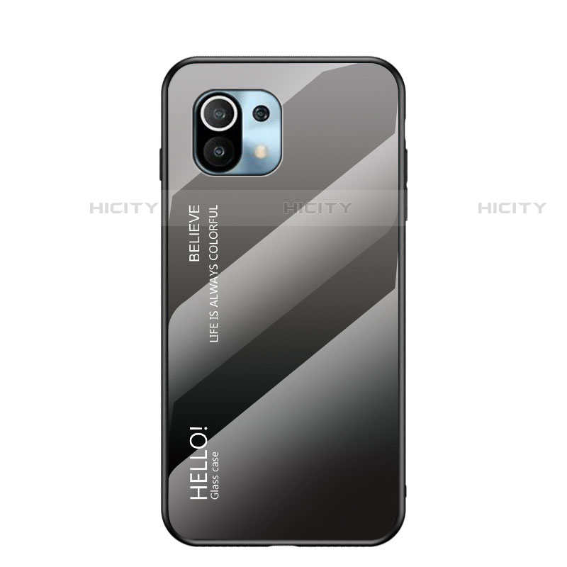 Custodia Silicone Specchio Laterale Sfumato Arcobaleno Cover H02 per Xiaomi Mi 11 5G Grigio