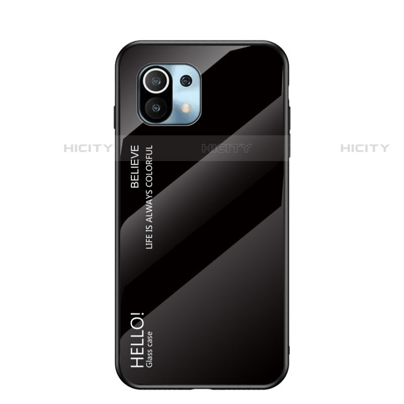 Custodia Silicone Specchio Laterale Sfumato Arcobaleno Cover H02 per Xiaomi Mi 11 5G Nero