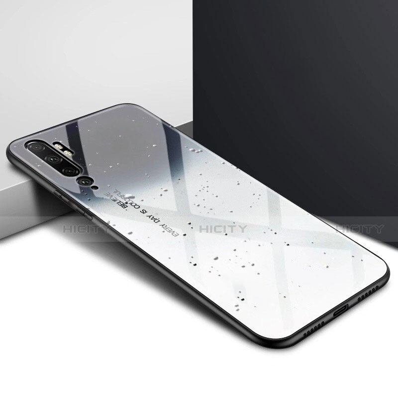 Custodia Silicone Specchio Laterale Sfumato Arcobaleno Cover H02 per Xiaomi Mi Note 10 Pro Grigio