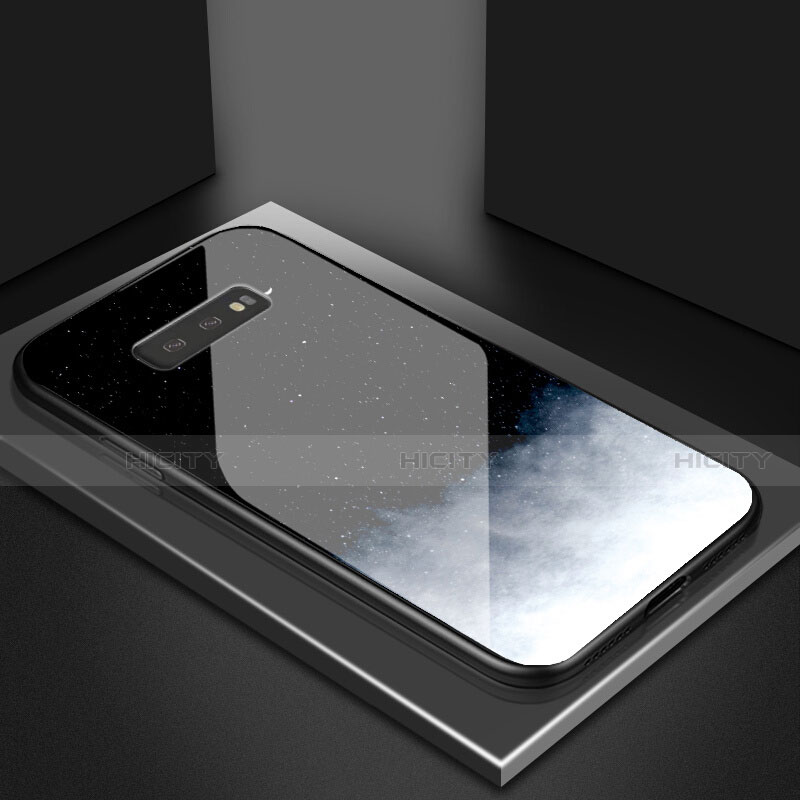 Custodia Silicone Specchio Laterale Sfumato Arcobaleno Cover H03 per Samsung Galaxy S10e Nero