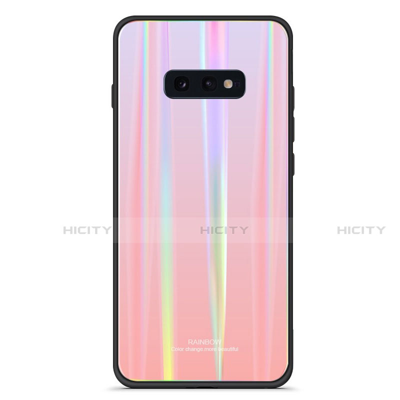 Custodia Silicone Specchio Laterale Sfumato Arcobaleno Cover H04 per Samsung Galaxy S10e