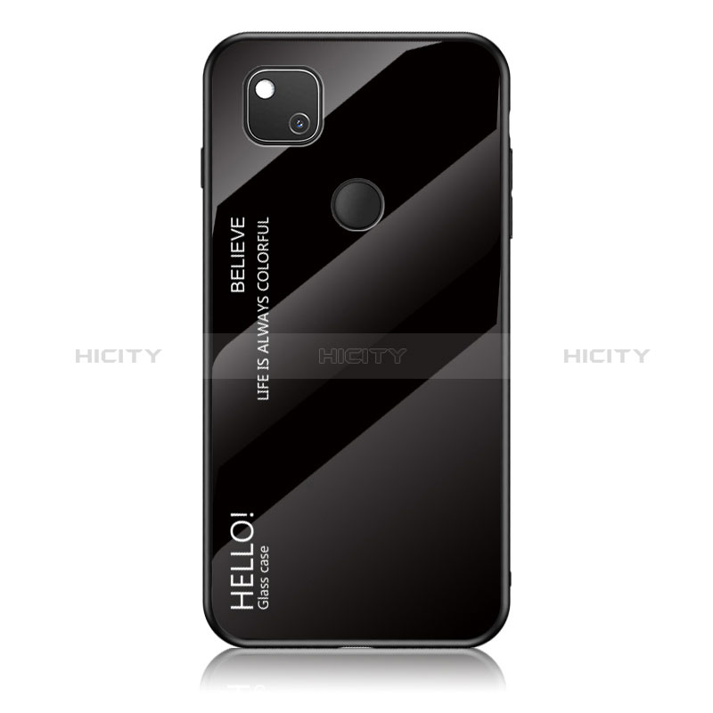 Custodia Silicone Specchio Laterale Sfumato Arcobaleno Cover LS1 per Google Pixel 4a Nero