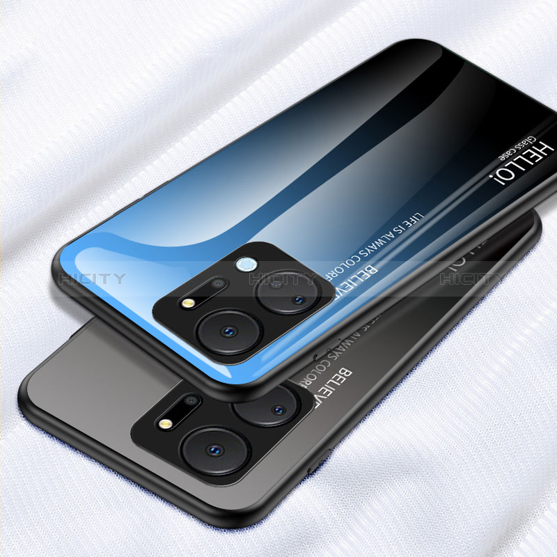 Custodia Silicone Specchio Laterale Sfumato Arcobaleno Cover LS1 per Huawei Honor X7a