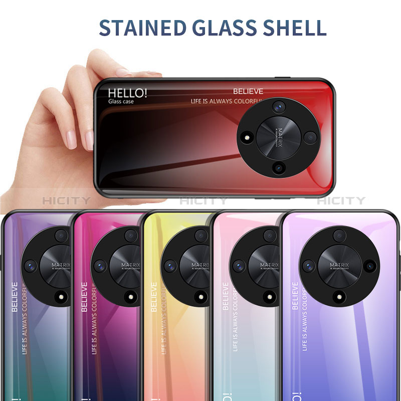 Custodia Silicone Specchio Laterale Sfumato Arcobaleno Cover LS1 per Huawei Honor X9b 5G