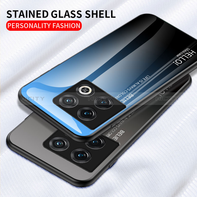 Custodia Silicone Specchio Laterale Sfumato Arcobaleno Cover LS1 per OnePlus 10 Pro 5G