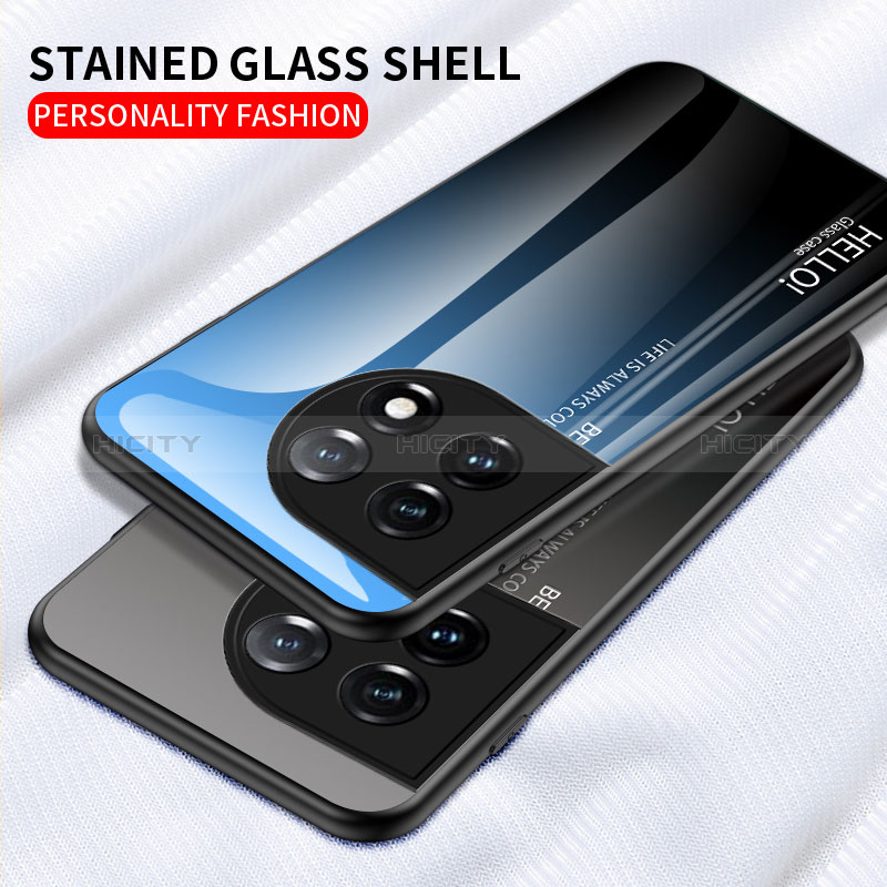 Custodia Silicone Specchio Laterale Sfumato Arcobaleno Cover LS1 per OnePlus 11 5G