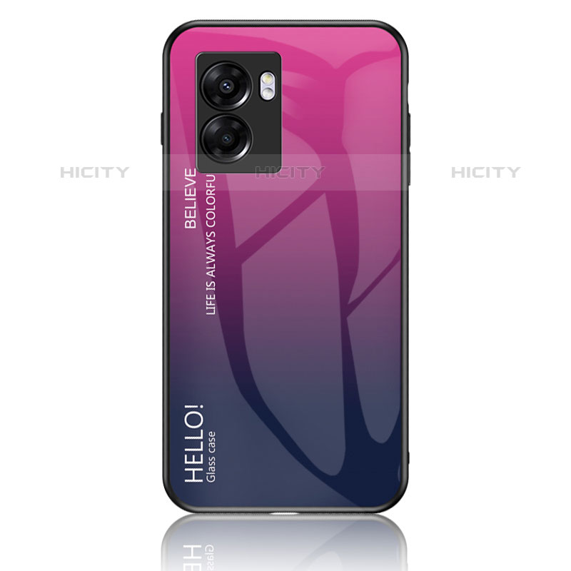 Custodia Silicone Specchio Laterale Sfumato Arcobaleno Cover LS1 per OnePlus Nord N300 5G Rosa Caldo