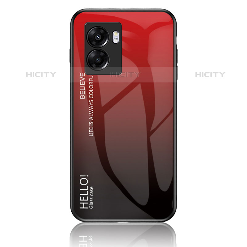 Custodia Silicone Specchio Laterale Sfumato Arcobaleno Cover LS1 per OnePlus Nord N300 5G Rosso