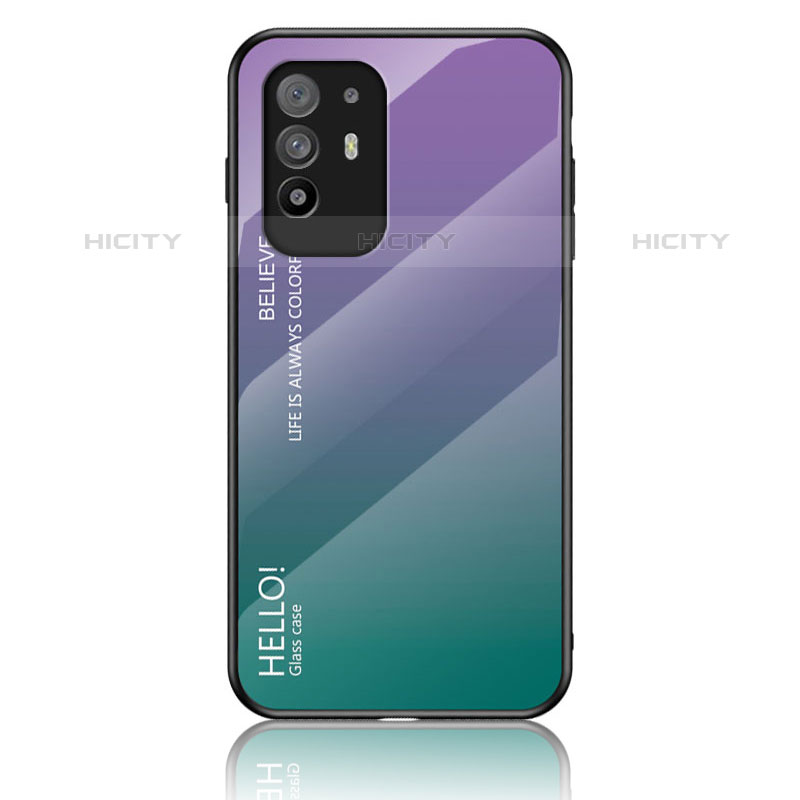 Custodia Silicone Specchio Laterale Sfumato Arcobaleno Cover LS1 per Oppo F19 Pro+ Plus 5G