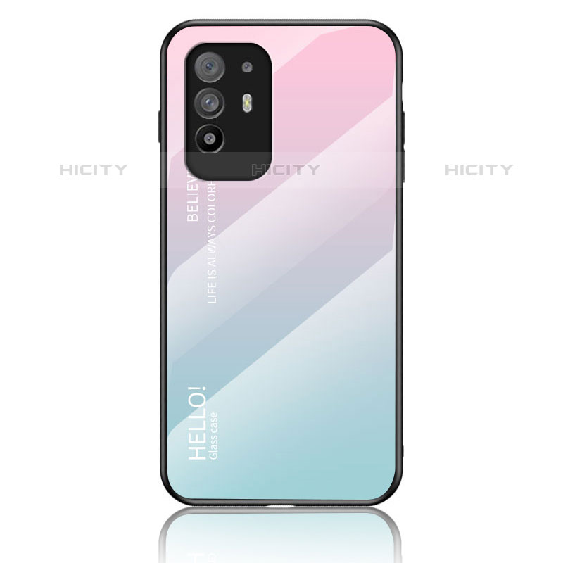 Custodia Silicone Specchio Laterale Sfumato Arcobaleno Cover LS1 per Oppo F19 Pro+ Plus 5G