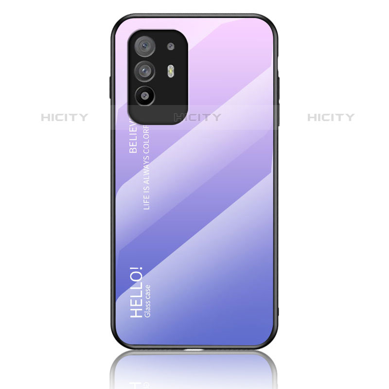 Custodia Silicone Specchio Laterale Sfumato Arcobaleno Cover LS1 per Oppo F19 Pro+ Plus 5G