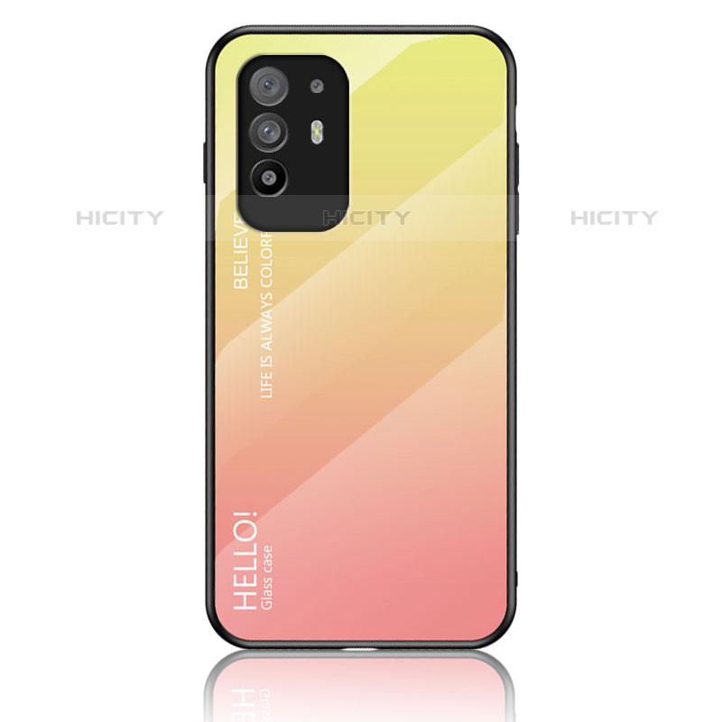 Custodia Silicone Specchio Laterale Sfumato Arcobaleno Cover LS1 per Oppo F19 Pro+ Plus 5G