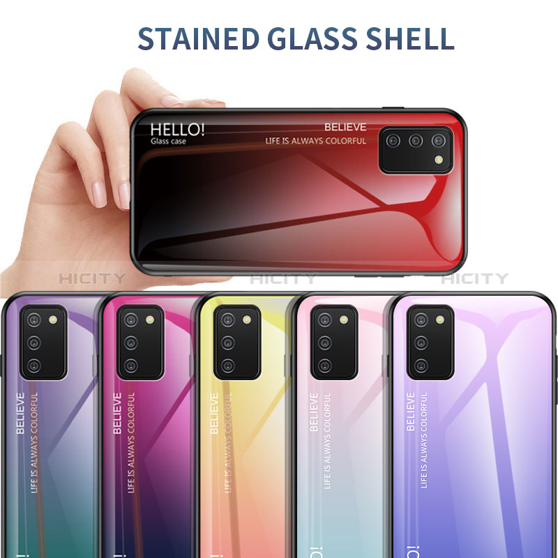 Custodia Silicone Specchio Laterale Sfumato Arcobaleno Cover LS1 per Samsung Galaxy A02s