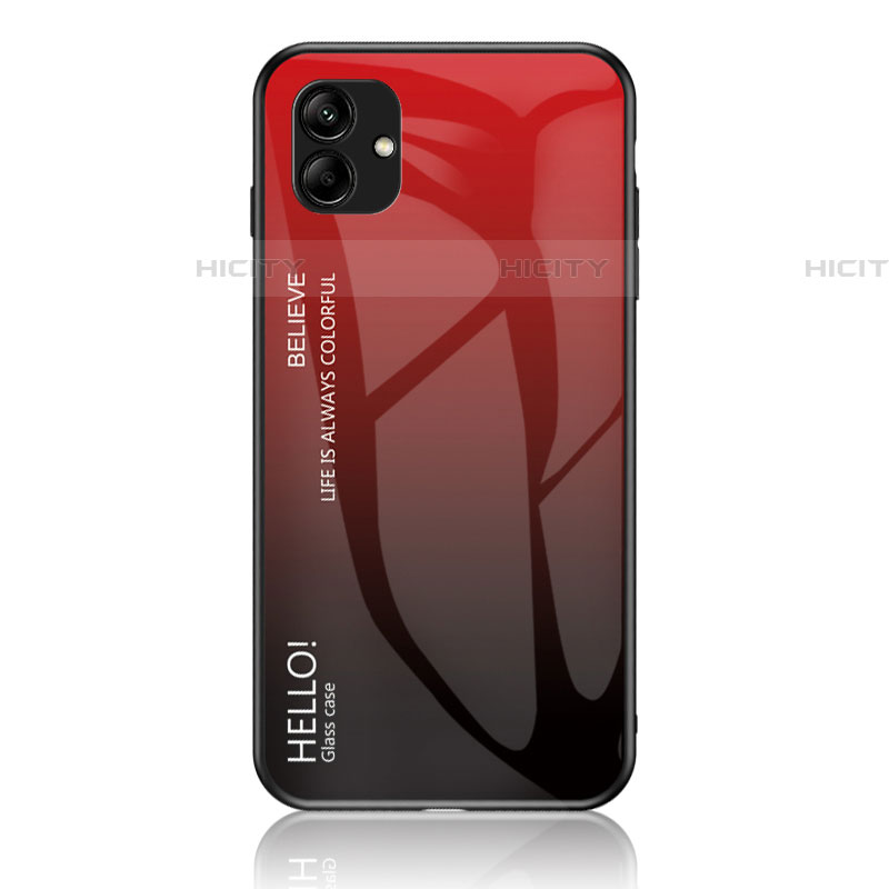 Custodia Silicone Specchio Laterale Sfumato Arcobaleno Cover LS1 per Samsung Galaxy A04E Rosso