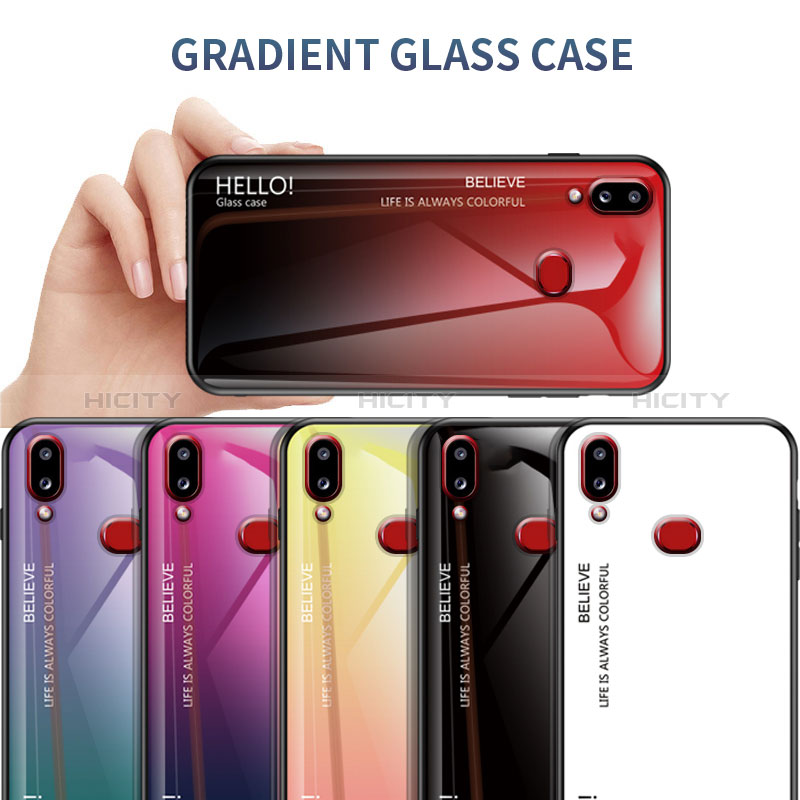 Custodia Silicone Specchio Laterale Sfumato Arcobaleno Cover LS1 per Samsung Galaxy A10s