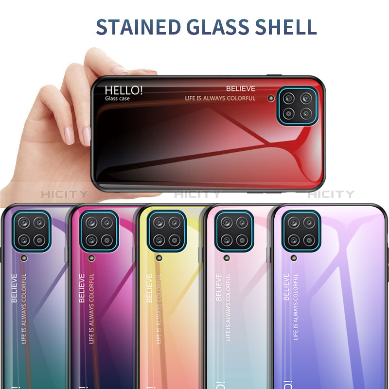 Custodia Silicone Specchio Laterale Sfumato Arcobaleno Cover LS1 per Samsung Galaxy A12