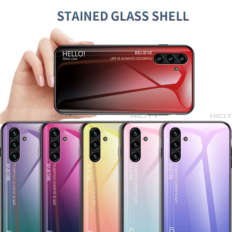 Custodia Silicone Specchio Laterale Sfumato Arcobaleno Cover LS1 per Samsung Galaxy A13 5G