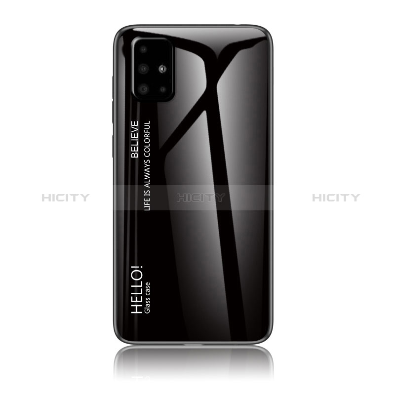 Custodia Silicone Specchio Laterale Sfumato Arcobaleno Cover LS1 per Samsung Galaxy A51 5G Nero